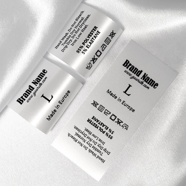 100 Custom Clothing Labels 3/4″ White Satin Fabric Labels – Ikaprint